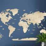 Wooden world map puzzle decoration featuring 7 continents and 45 islands for children's rooms
