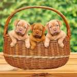 Comparison of three dog bike baskets showing Rex, Bella and Max models with different weight capacities and features