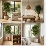 Modern Kunstpflanzen with realistic leaves and natural colors, displaying maintenance-free green living room décor solutions