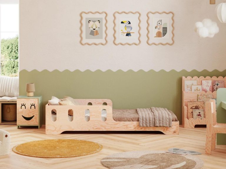 Kinderbetten 140x190 in naturbelassenem Holz mit kindersicherer Verarbeitung und integriertem Stauraum für das Kinderzimmer
